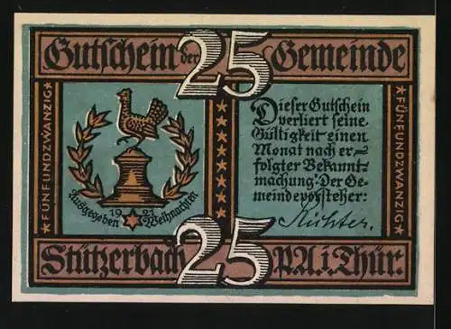 Notgeld Stützerbach 1921, 25 Pfennig, Zeiler und Schreiber bei der Arbeit