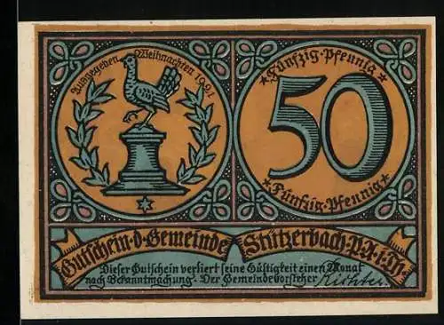 Notgeld Stützerbach 1921, 50 Pfennig, Glasmacher bei der Arbeit