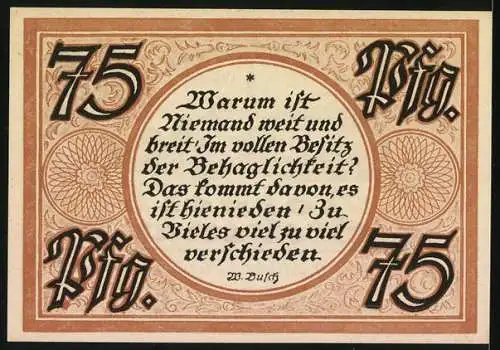 Notgeld Stolzenau /Weser 1921, 75 Pfennig, Kloster Loccum