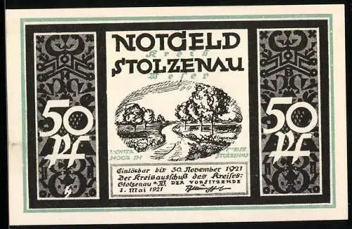 Notgeld Stolzenau 1921, 50 Pfennig, Partie im Uchter Moor