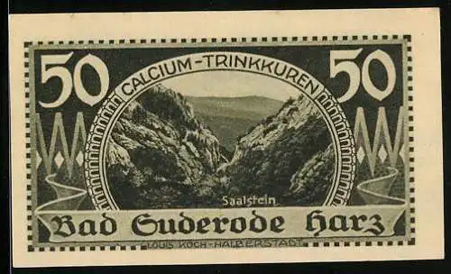 Notgeld Bad Suderode /Harz 1921, 50 Pfennig, Saalstein