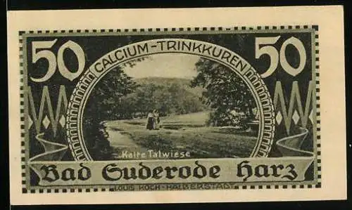 Notgeld Bad Suderode /Harz 1921, 50 Pfennig, Kalte Talwiese