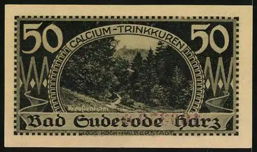 Notgeld Bad Suderode /Harz 1921, 50 Pfennig, Partie im Wald