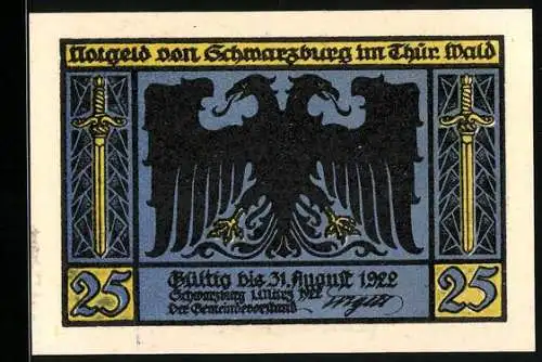 Notgeld Schwarzburg im Thür. Wald 1922, 25 Pfennig, Wildfütterungsplatz Sonnewalde