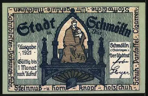 Notgeld Schmölln i. Thür. 1921, 50 Pfennig, Die Stadtkasse ist leer