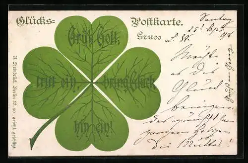 AK Vierblättriges Kleeblatt als Glücksbringer