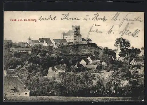 AK Günzburg, Ortsansicht mit Burg