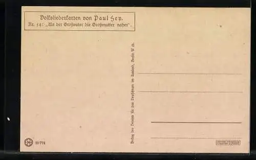 Künstler-AK P. Hey, Volksliederkarte Nr.: 54, Als der Grossvater die Grossmutter nahm...