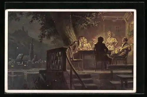 Künstler-AK P. Hey: Nr. 32, An den Rhein, an den Rhein...