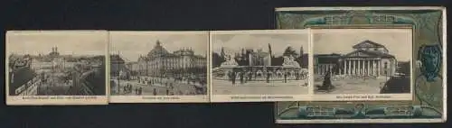 Leporello-AK München, Kgl. Hofbräuhaus, Maximilianeum, Siegesthor und Ludwigstrasse, Neues Nationalmuseum