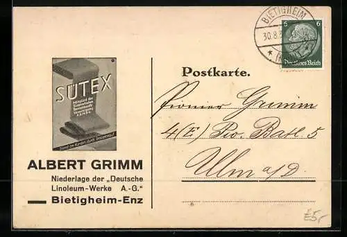 AK Reklame für Sütex Textileinkauf von Albert Grimm