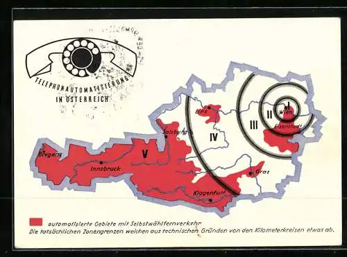 AK Gebiete mit Selbstwählfernverkehr der Telephonautomatisierung in Österreich
