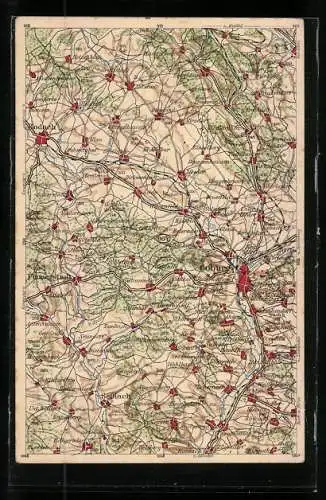 AK Coburg, Landkarte von Ort und Umgebung