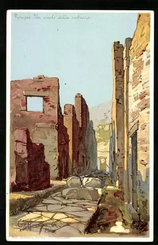 Künstler-Lithographie Pompei, Un vicolo della suburra