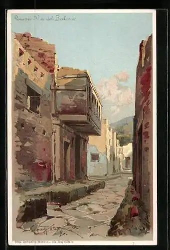 Künstler-Lithographie Pompei, Via del Balcone