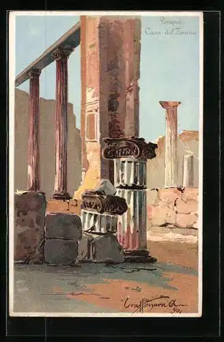 Künstler-Lithographie Pompei, Casa del Fauno