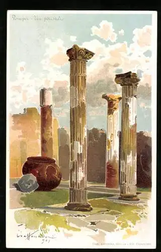 Künstler-Lithographie Pompei, Un peristilio