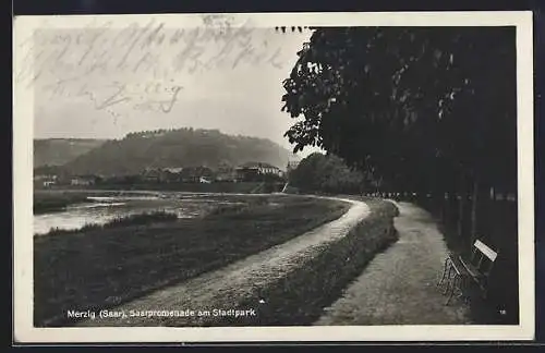 AK Merzig / Saar, Partie an der Saar im Stadtpark