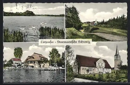 AK Lütjensee /Stormarnsche Schweiz, Gasthaus, Gebäudeansicht, Ortspartie