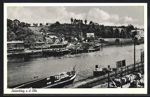 AK Lauenburg a. d. Elbe, Uferpartie mit Booten