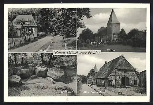 AK Raven, Schule, Kirche, Steingrab