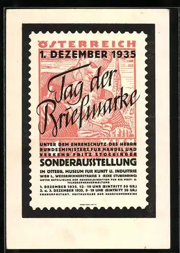 AK Wien, Tag der Briefmarke Sonderausstellung 1935