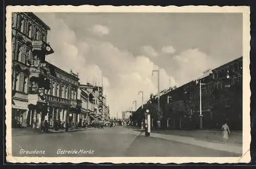 AK Graudenz / Grudziadz, Strasse am Getreide-Markt