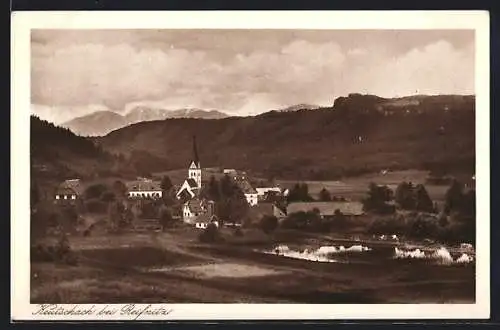 AK Keutschach bei Reifnitz, Ortspartie mit Kirche