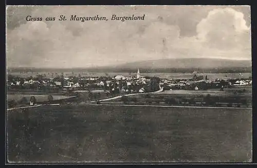 AK St. Margarethen /Burgenland, Ortsansicht aus der Ferne