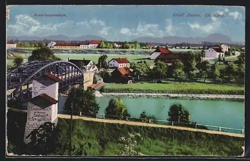 AK Stadl-Paura /Ob.-Oest., Staats-Hengstendepot, Brücke