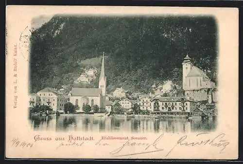 AK Hallstatt, Gasthaus Etabliessement Seeauer am Ufer