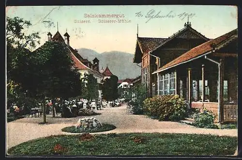 AK Goisern /Salzkammergut, Goiserer Mühle mit Besuchern