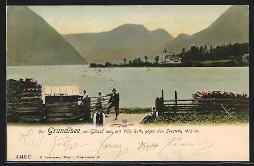 AK Gössl /Grundlsee, Blick gegen den Sarstein mit Villa Roth