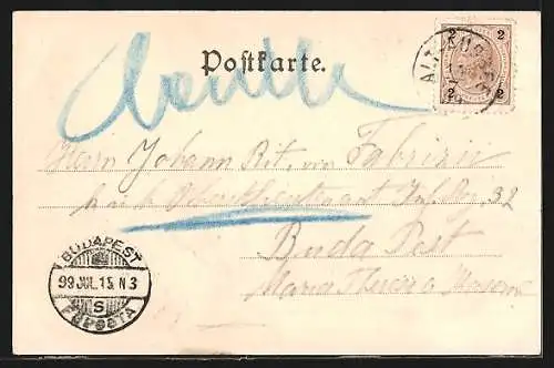 AK Alt-Aussee, Uferpartie mit Bergpanorama