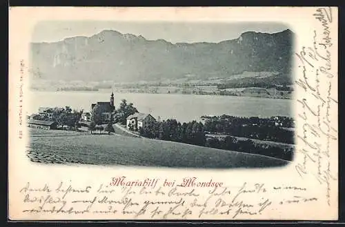 AK Mondsee, Kirche Mariahilf gegen See und Berge