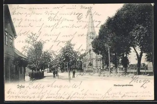 AK Syke, Nienburgerstrasse mit Blick auf die Kirche