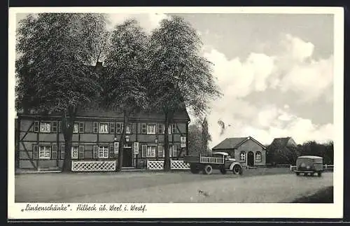 AK Hilbeck üb. Werl, Gasthaus Lindenschänke, Bes. Rudolf Wüst