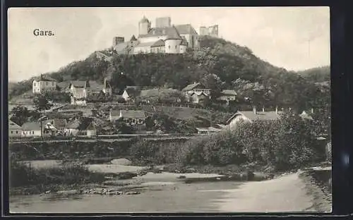 AK Gars, Ortsansicht mit Fluss und Burg