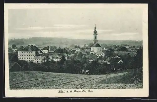 AK Zell a. d. Pram, Ortsansicht mit der Kirche