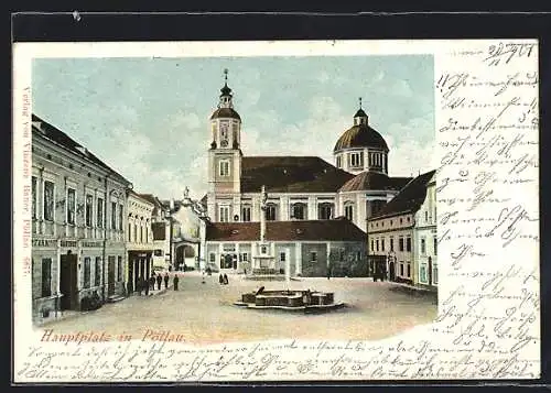 AK Pöllau, Hauptplatz, Gasthof & Bäckerei, Um 1900