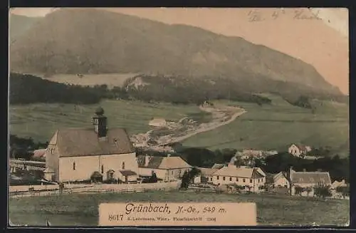 AK Grünbach /N.-Oe., Ortsansicht mit der Kirche