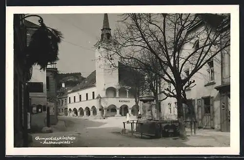 AK Gumpoldskirchen, Rathausplatz mit Blick zum Rathaus