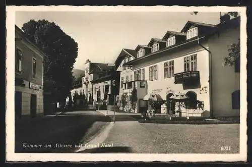 AK Kammer am Attersee, Grand Hotel mit Café-Hinweis