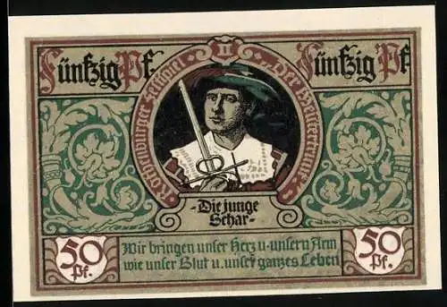 Notgeld Rothenburg ob der Tauber 1921, 50 Pfennig, Die junge Schar