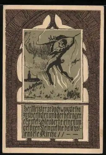 Notgeld Recklinghausen 1921, 50 Pfennig, Der betrogene Teufel rächt sich