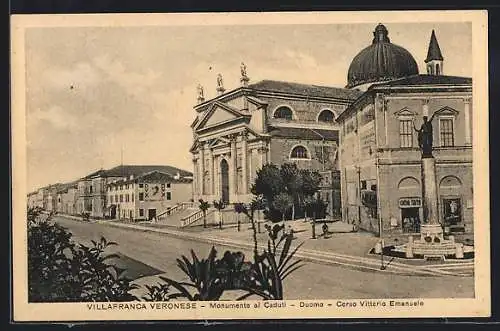 AK Villafranca Veronese, Monumento ai Caduti, Duomo, Corso Vittorio Emanuele