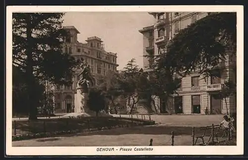 AK Genova, Piazza Castelletto, Denkmal