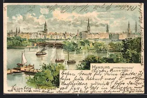 Künstler-AK Karl Heinisch: Hamburg-Neustadt, Lombardsbrücke