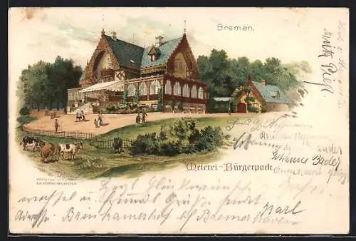 Lithographie Bremen, Meierei - Bürgerpark