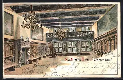 Lithographie Bremen, Patrizier-Saal im Alt-Bremer Haus